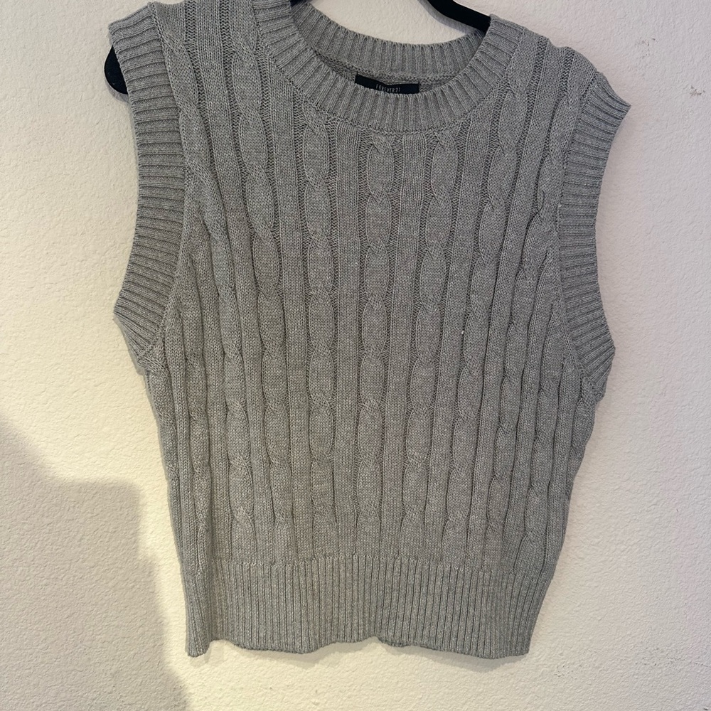 Forever 21 Heather Gray Cable Knit Sweater